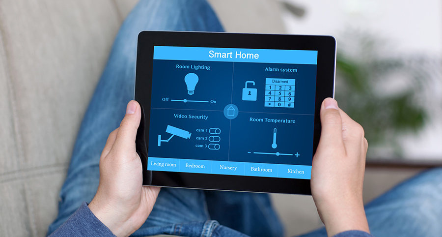 The ability to access and control security components from a mobile device is one of the top smart home trends in Pittsburgh. Close-up of smart home security app.